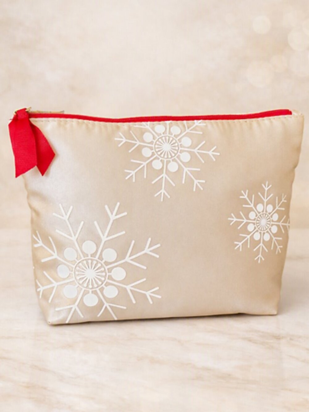 Clarins Snowflake Cosmetic Bag Makeup Pouch Clutch Toiletry Travel Case NEW NWOT